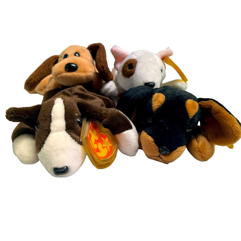 Vintage Ty “Regular” sized beanie babies. Butch , Bones, Bruno, Doby.